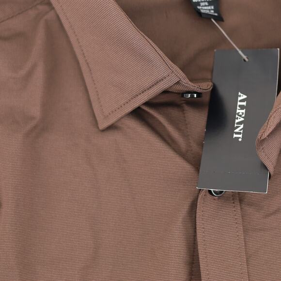 Alfani Men's Brown Jersey Yarn-Dyed Alfatech Casual Performance Shirt Size XXL - Picture 4 of 4